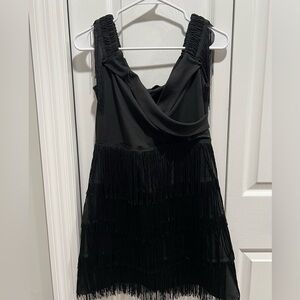 Black western fringe dress
